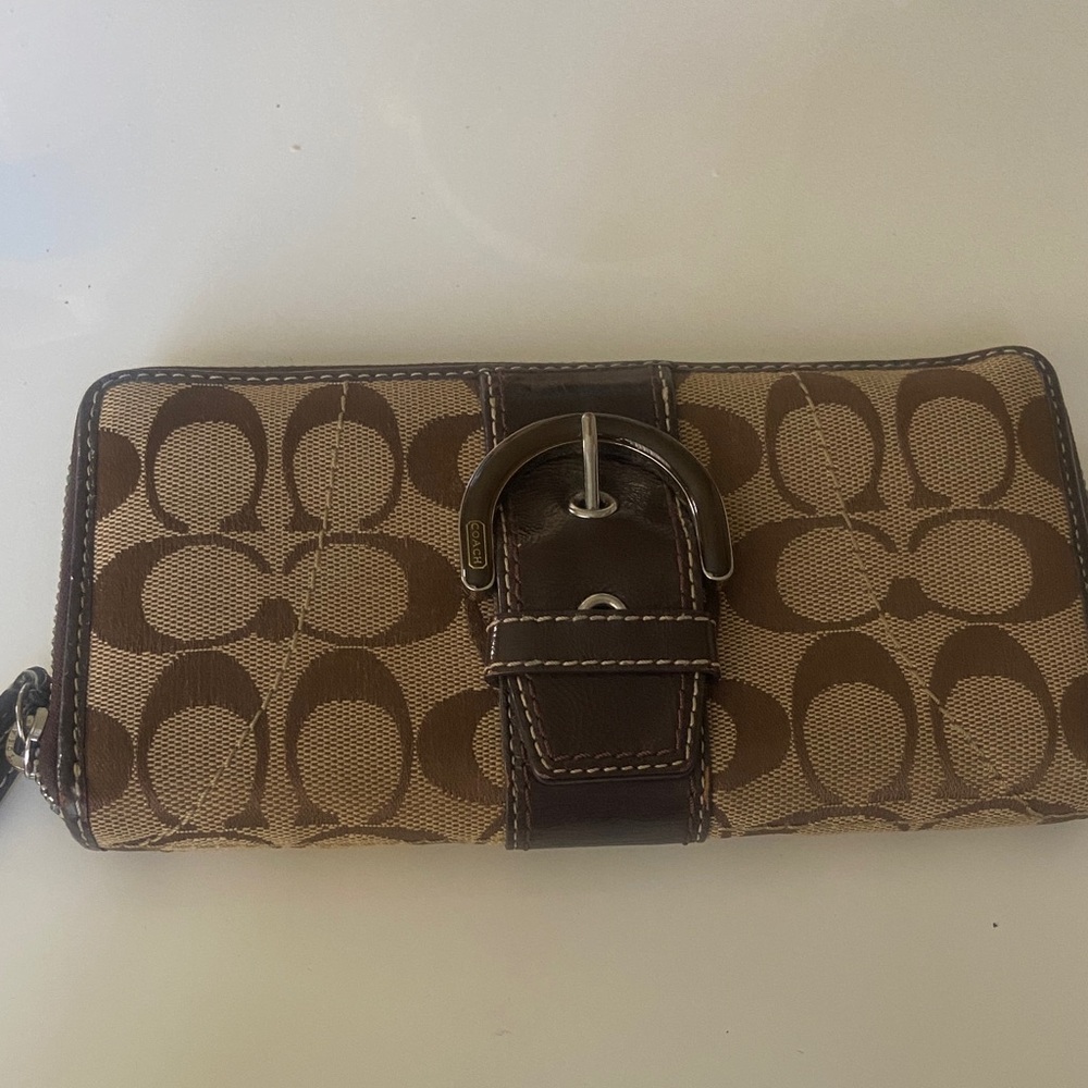 Brown and Tan Wallet with Buckle